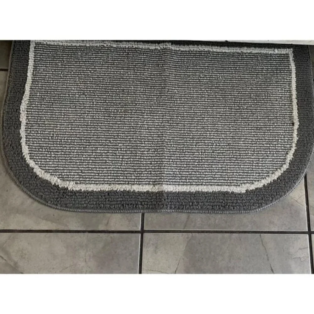 Non Slip Washable, Durable Dirt Resist Half Circle Rug Kitchen Mat 18 x 28 Gray